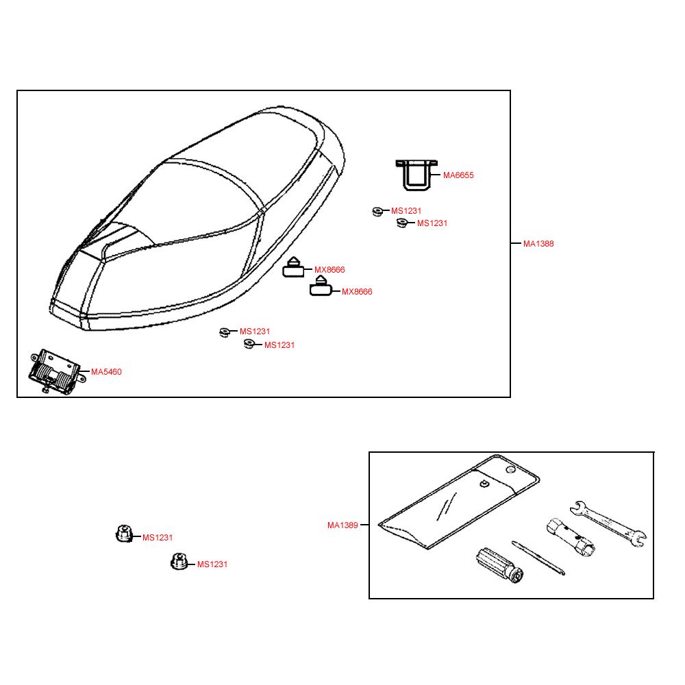 F09 Sedačka / Nářadí - Kymco Movie S 125i SR25BA