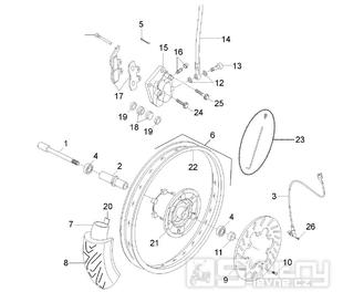 Přední kolo a brzdový sytém - Malaguti XSM 50 Motard 2003