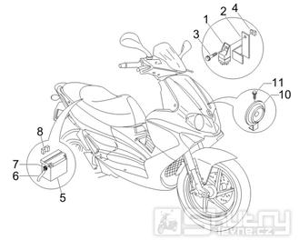 6.05 Baterie, houkačka, relé - Gilera Runner 125 VX 4T Race 2005 (ZAPM46100)