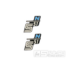 Nápis S51 N samolepicí fólie černá/světle modrá 2 ks pro Simson S51 N / S51 Enduro
