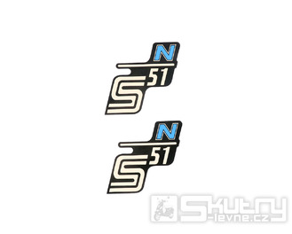 Nápis S51 N samolepicí fólie černá/světle modrá 2 ks pro Simson S51 N / S51 Enduro