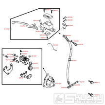 F04 Hlavní brzdový válec přední a brzdová hadice pro Kymco Super 8 125 [LC2U82000] (KL25CA) KC125T-B