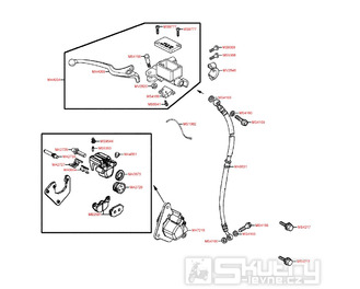 F04 Hlavní brzdový válec přední a brzdová hadice pro Kymco Super 8 125 [LC2U82000] (KL25CA) KC125T-B