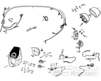 T21 Přední a zadní světlo, blinkry, elektroinstalace - Gilera RCR Enduro 50ccm EBS (1998 - 2005)