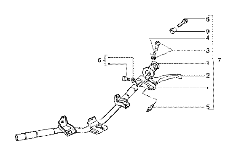 T39 Levá rukojeť, brzdová páčka, zrcátko - Gilera Runner 180 FXR DT 2T LC (ZAPM0800...)