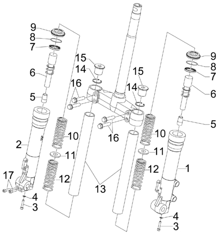 4.03 Přední kyvná vidlice (Kayaba) - Gilera Runner 125 VX 4T 2005-2006 UK (ZAPM46100)