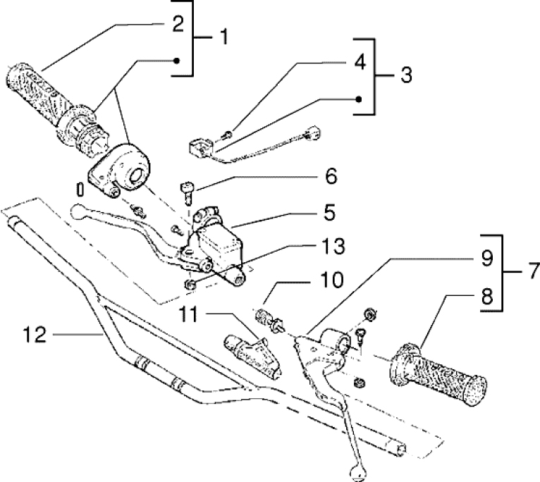 T28 Řidítka, gripy, brzdová páčka, přepínače - Gilera GSM 50ccm Morini do 2005 (VTBC08102...)