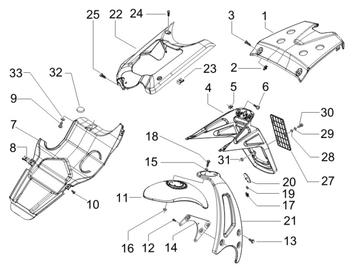 2.37 Zadní kryt, blatník - Gilera Runner 50 SP 2010-2012 (ZAPC46100, ZAPC46300, ZAPC4610001)