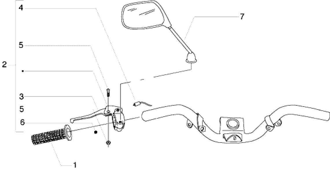 T33 Levá brzdová páčka, zrcátka - Gilera Ice 50ccm do 2005 (ZAPC30000...)