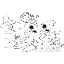 T24 Přední a boční kapotáž, blatník - Gilera DNA 50ccm 2T 2005 (ZAPC270003000001)