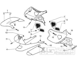 T24 Přední a boční kapotáž, blatník - Gilera DNA 50ccm 2T 2005 (ZAPC270003000001)