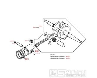 E10 Kliková hřídel / píst - Kymco Top Boy 50