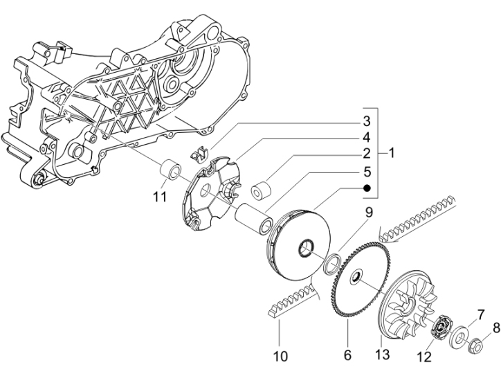 1.13 Řemen variátoru, variátor - Gilera Runner 50 PureJet 2005-2006 UK (ZAPC46200)