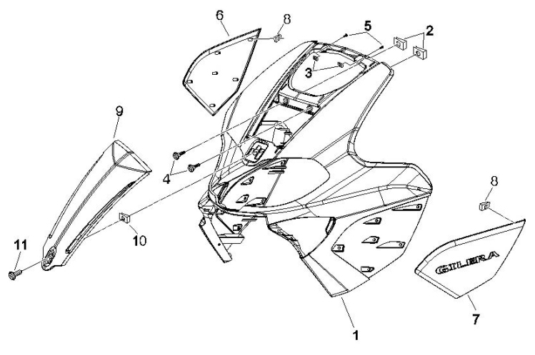 2.26 Přední plast, kapotáž - Gilera Runner 50 SP 2007 (ZAPC461000)