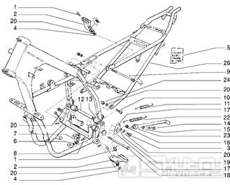 T17/A Rám, stupačky - Gilera RK 50ccm (VTBC08000...)