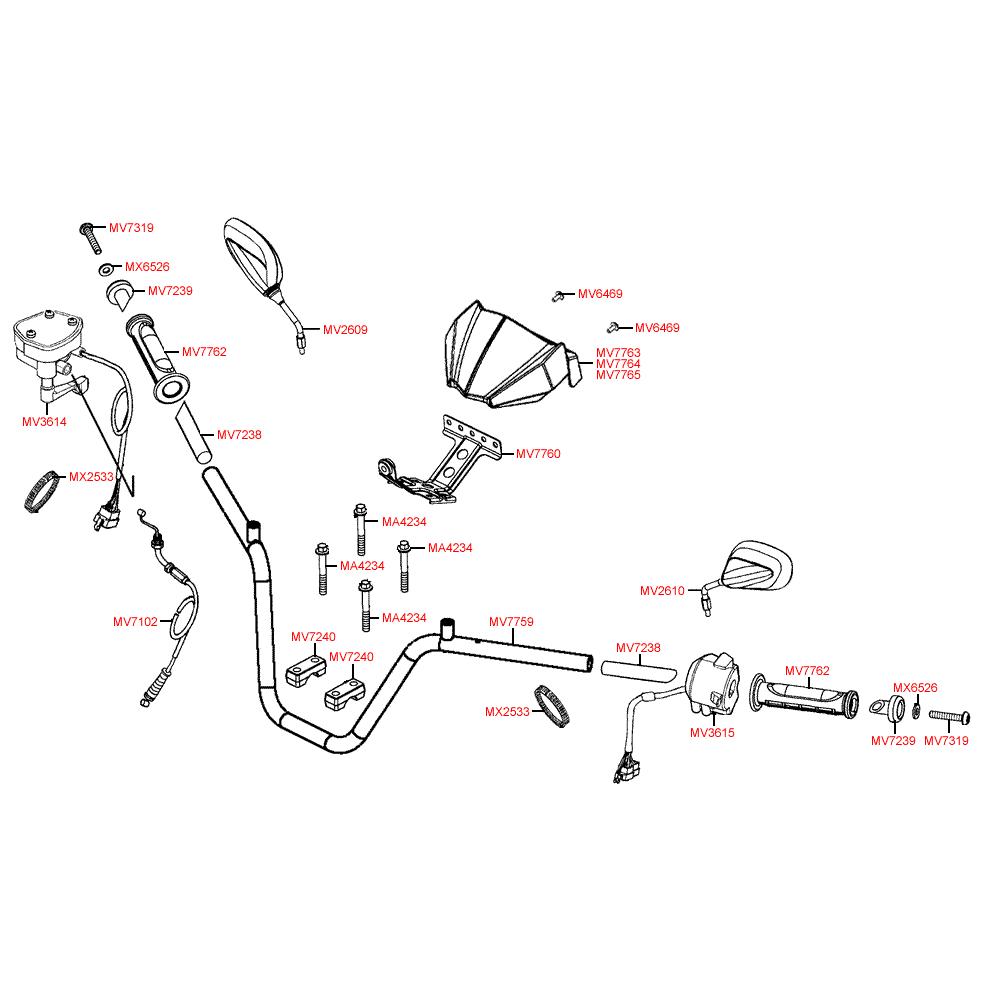 F03 Řidítka / zrcátka a ovládání - Kymco Maxxer 450i
