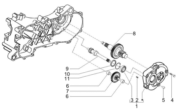 1.25 Převodovka - Gilera Runner 50 SP 2005 UK (ZAPC461000)