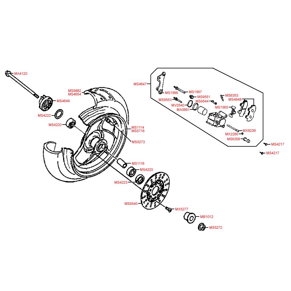 F07 Přední kolo s brzdou - Kymco KB 50 , Fever 2 50, Meteorit KB 50