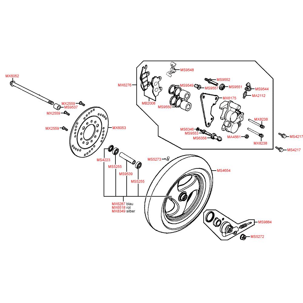 F07 Přední kolo s brzdou - Kymco Super 9 AC 50 Sports