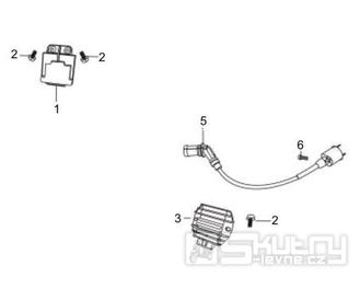 6.06 Regulátor napětí, zapalovací cívka a kabel - Gilera Oregon 250 2007-2009 (RGEYN25D5)