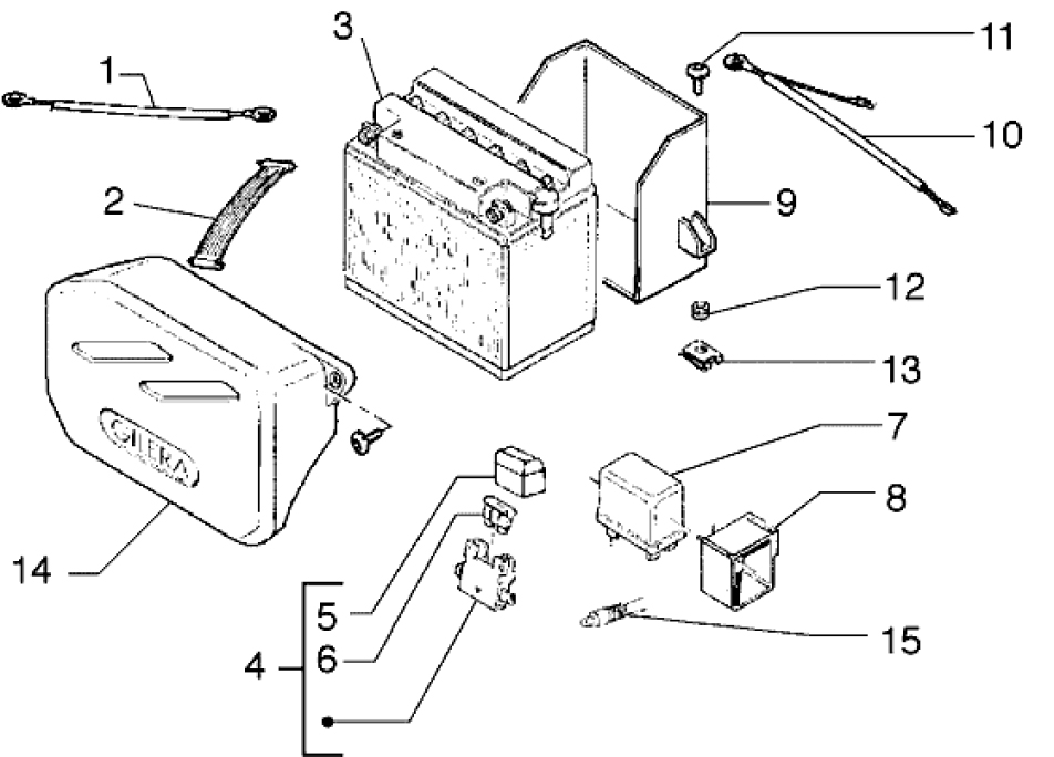 T37 Baterie, relé - Gilera GSM 50ccm EBS do 2005 (VTBC33200...)