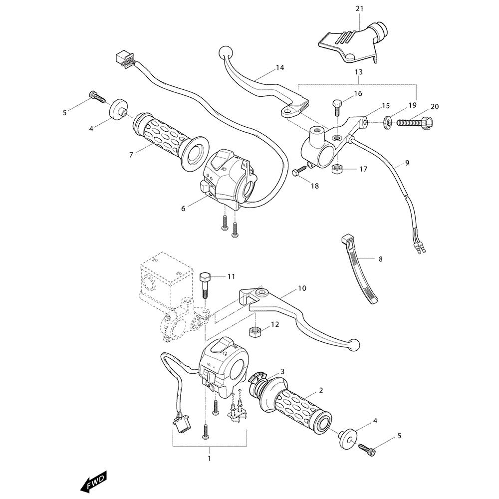 FIG39 Gripy / Páčky / Přepínače - Hyosung GT 250i NE (Naked)