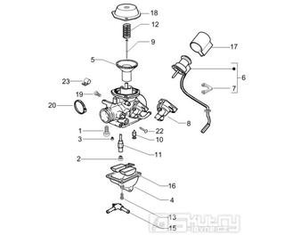 1.40 Karburátor (jednotlivé díly) - Gilera Runner 200 VXR 4T LC Race 2005-2006 (ZAPM46200)
