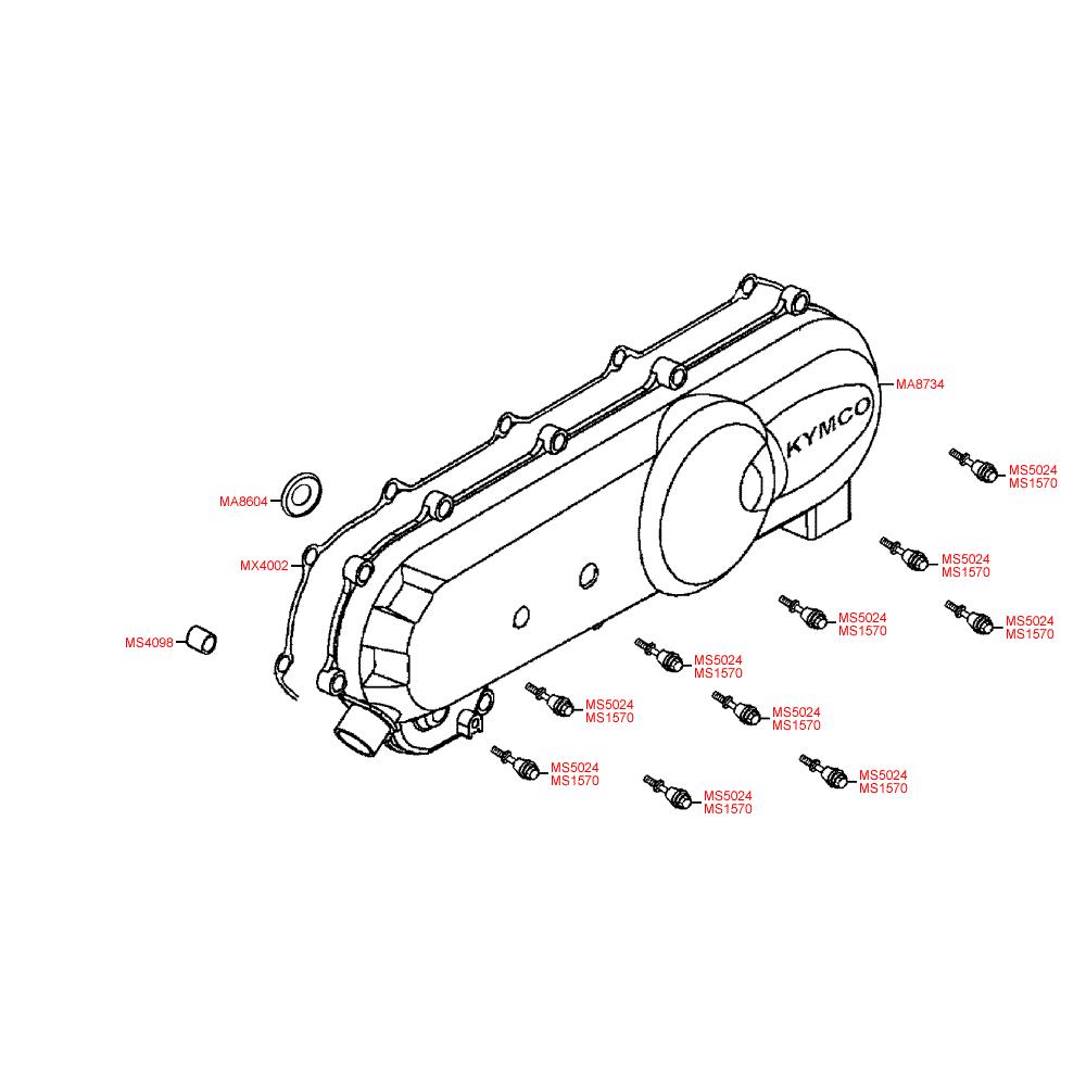 E04 Kryt variátoru - Kymco Super 8 50 2 Takt