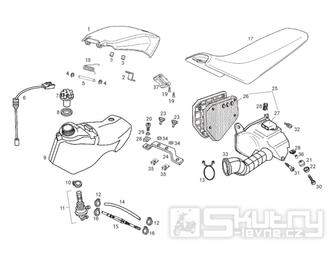 66.04 Palivová nádrž, vzduchový filtr, sedačka - Gilera RCR 50 od roku 2013, D50B0