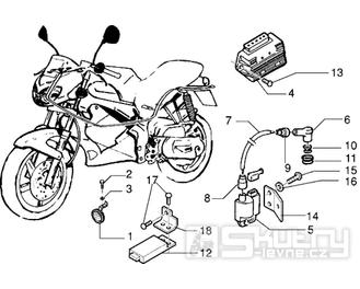 T40 Elektrodíly, zapalovací cívka, CDI, regulátor - Gilera DNA 180ccm 4T LC do 2005 (ZAPM26000...)