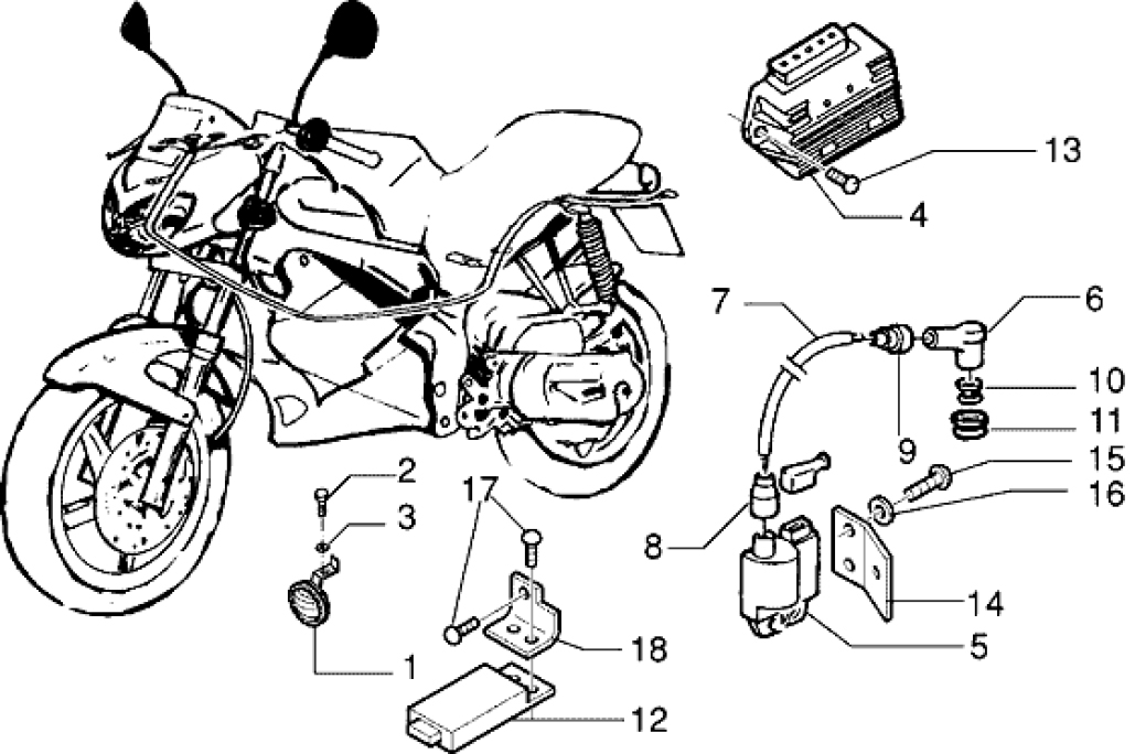 T40 Elektrodíly, zapalovací cívka, CDI, regulátor - Gilera DNA 180ccm 4T LC do 2005 (ZAPM26000...)