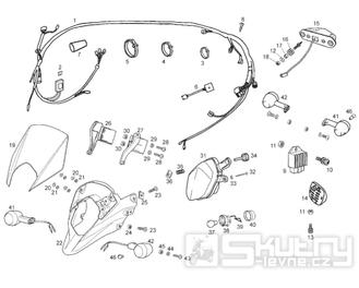 66.07 Osvětlení, blinkry, elektroinstalace, relé - Gilera RCR 50 od roku 2011, D50B0 (ZAPABA01)