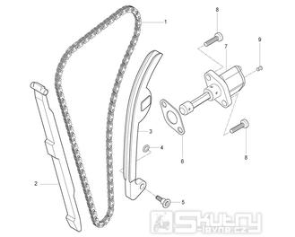 09 Rozvodový řetěz a vodící lišty - Hyosung GT 250 R