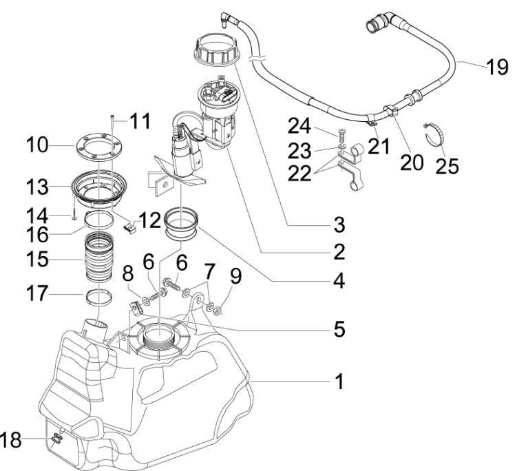 2.47 Palivová nádrž - Gilera Nexus 300ie 4T LC 2009-2011 (ZAPM35600)