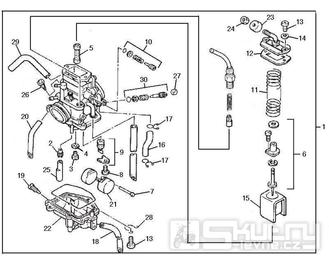 1.40 Karburátor (jednotlivé díly) - Gilera SC 125 2006 (6H332629, VTHGS1A1A, VTHGS1A1B)