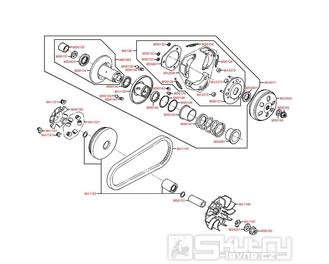 E06 Spojka / variátor / řemen variátoru - Kymco Agility 125 MMC