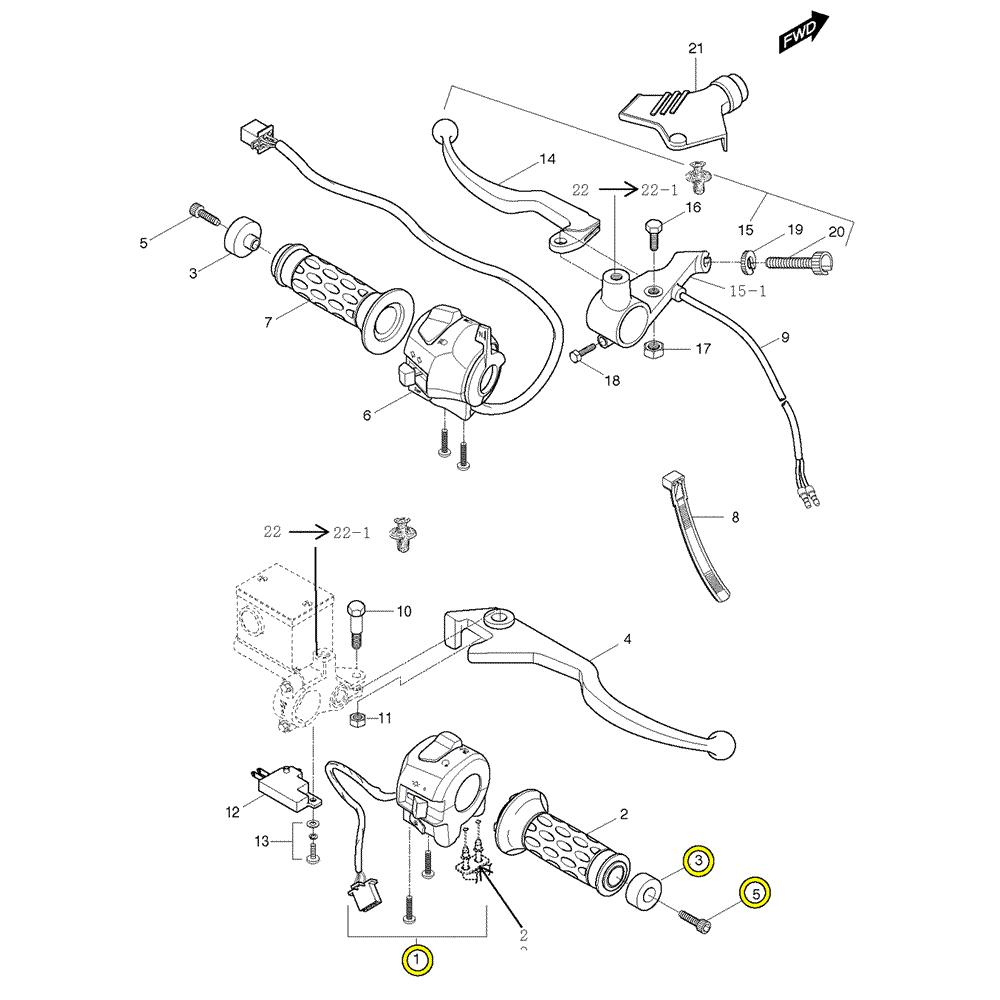 FIG39 Gripy / Přepínače / Páčky - Hyosung GT 125 RF