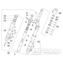 4.02 Přední kyvná vidlice, ložiska řízení - Gilera Nexus 300ie 4T LC 2009-2011 (ZAPM35600)