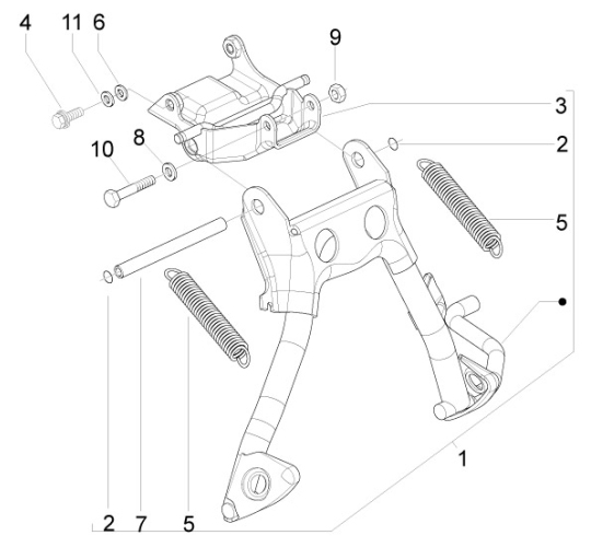 2.25 Hlavní stojan - Gilera Runner 50 SP 2010-2012 (ZAPC46100, ZAPC46300, ZAPC4610001)