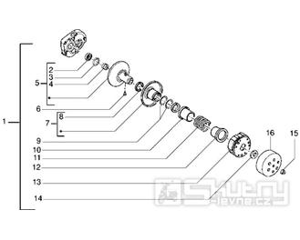 T7 Zadní řemenice, spojka - Gilera DNA 50ccm 2T 1998-2005 (ZAPC27000...)