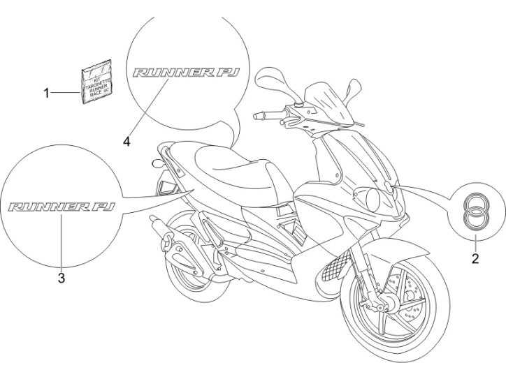 2.38 Samolepky, loga - Gilera Runner 50 PureJet 2005-2006 (ZAPC46200)