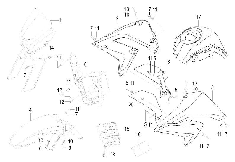 Přední kapotáž - Malaguti X3M 125 Enduro VE4