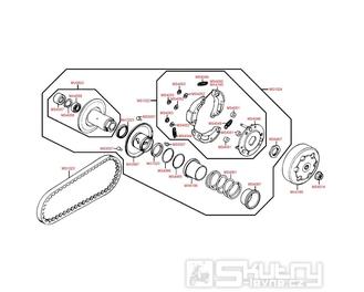 E07 Řemenice / spojka / řemen variátoru - Kymco Grand Dink 50S