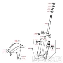 F06 Vidlice / Tyč řízení / Přední blatník - Kymco Super 9 AC 50 [Sports]