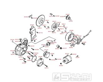 E06 Startér, volnoběžka startování, dobíjení a kryt dobíjení - Kymco PULSAR 125 [RJ25CB]