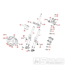 F06 Vidlice, vidlicový můstek, ložisko hlavy řízení a blatník pro Kymco Xciting 400i ABS [RFBD60010] (SK80AB) D6