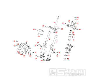 F06 Vidlice, vidlicový můstek, ložisko hlavy řízení a blatník pro Kymco Xciting 400i ABS [RFBD60010] (SK80AB) D6
