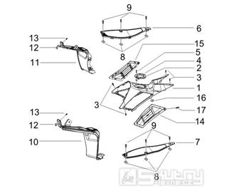 2.31 Středový plast, stupačky - Gilera Runner 125 VX 4T 2007 (ZAPM46300)