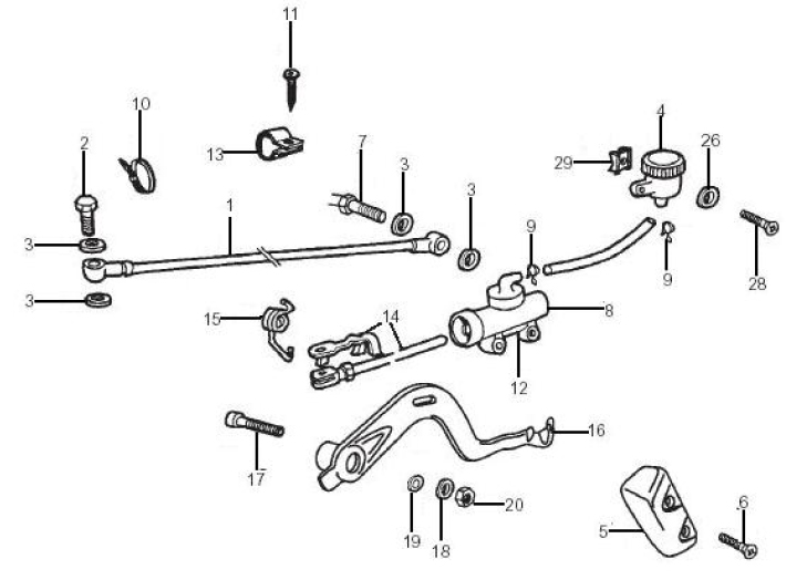 5.04 Hlavní brzdový válec, nožní brzdový pedál - Gilera SMT 50 od roku 2006, D50B0 (ZAPG12D1)