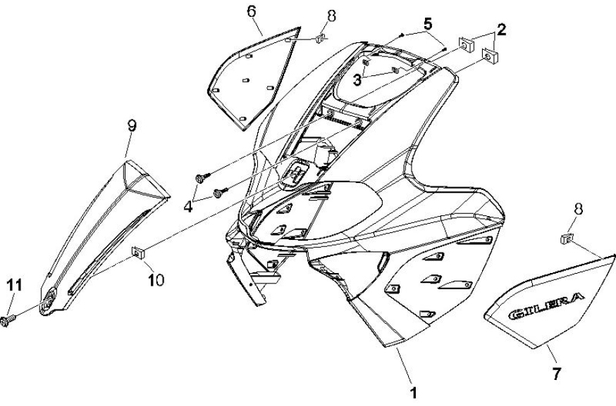 2.26 Přední plast, kapotáž - Gilera Runner 125 VX 4T 2007 (ZAPM46300)